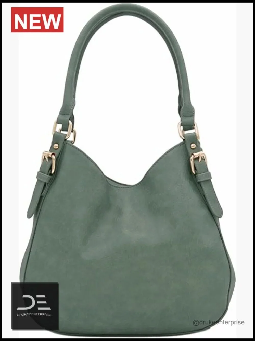 Lightweight Faux Leather Medium Hobo Bag 3 Compartments